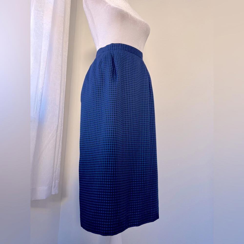 Vintage ‘90s Sassco Blue & Black Gingham Print Midi Pencil Skirt